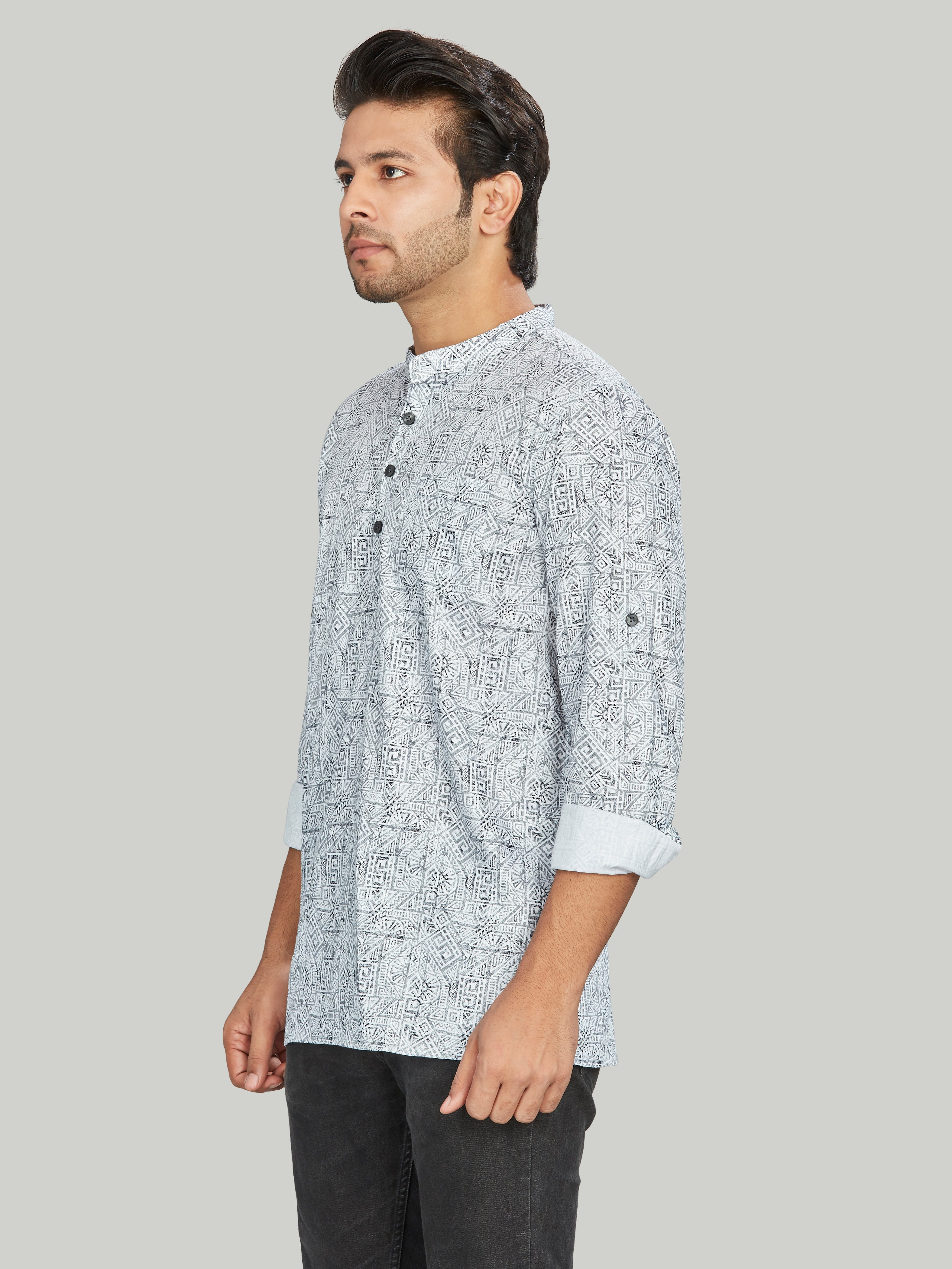 Cotton Short Kurta for Men - Multicolor | SKAVSPBWH3 | DesiQlo