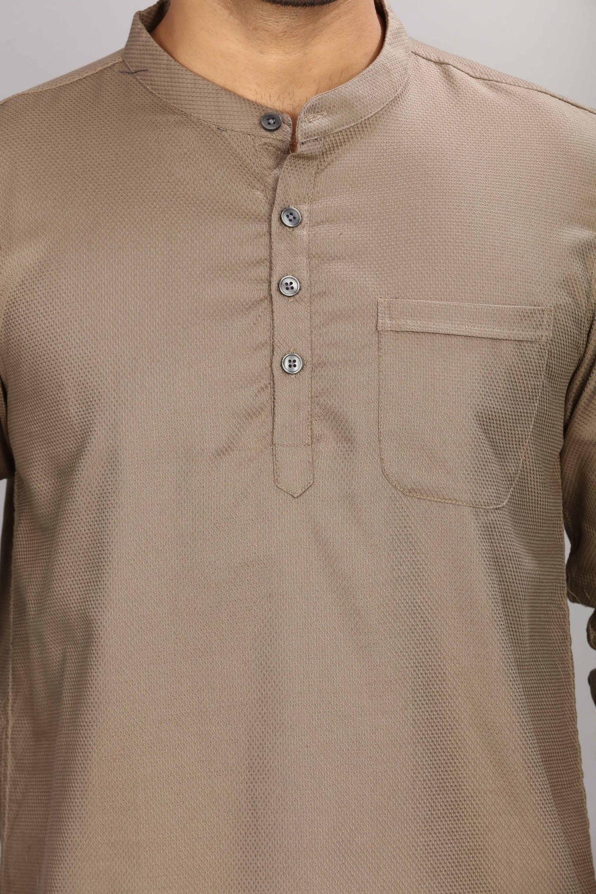 Cotton Short Kurta for Men - Brown | SKMYPSBR38