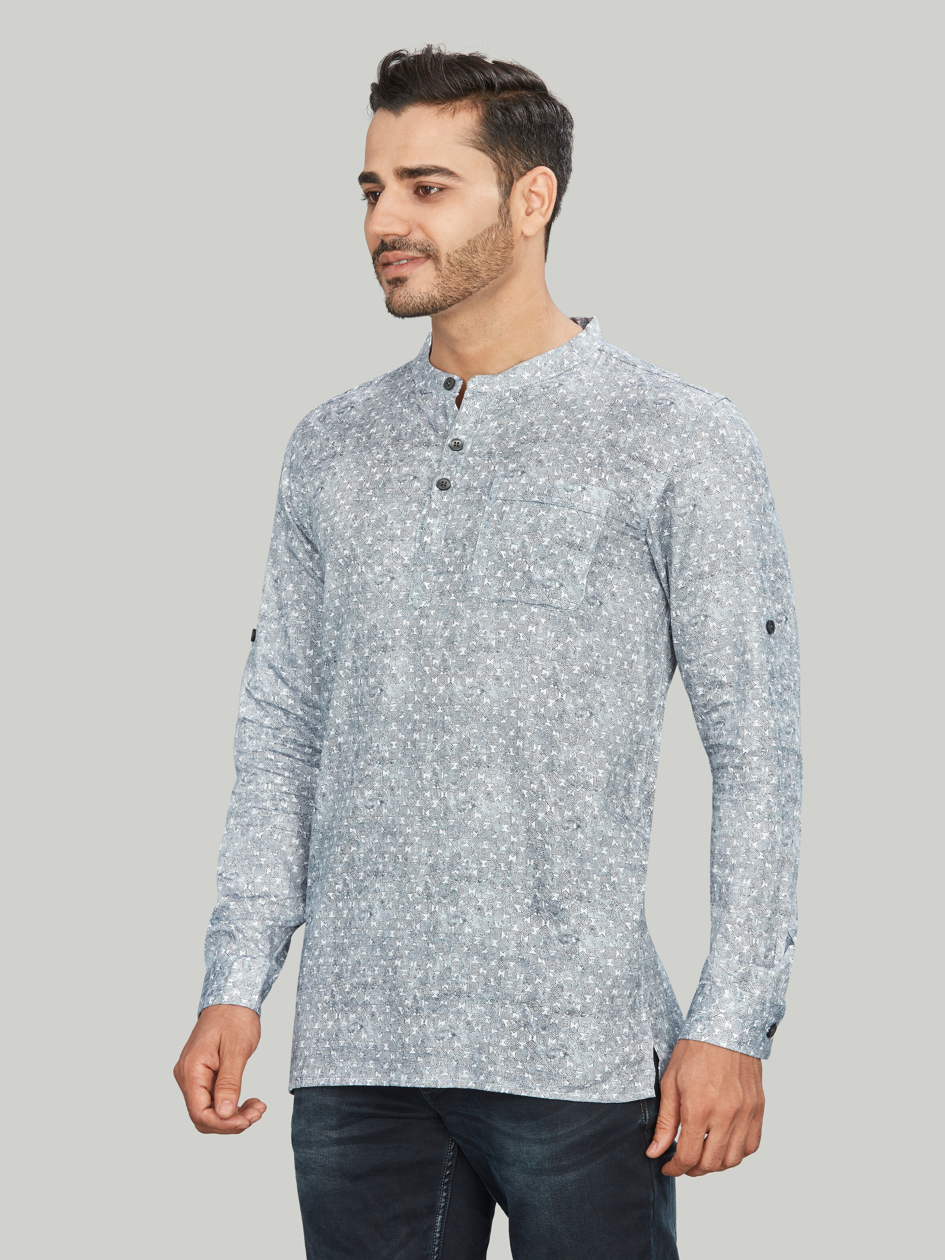 Cotton Short Kurta for Men - Multicolor | SKAVSPSWH3 | DesiQlo