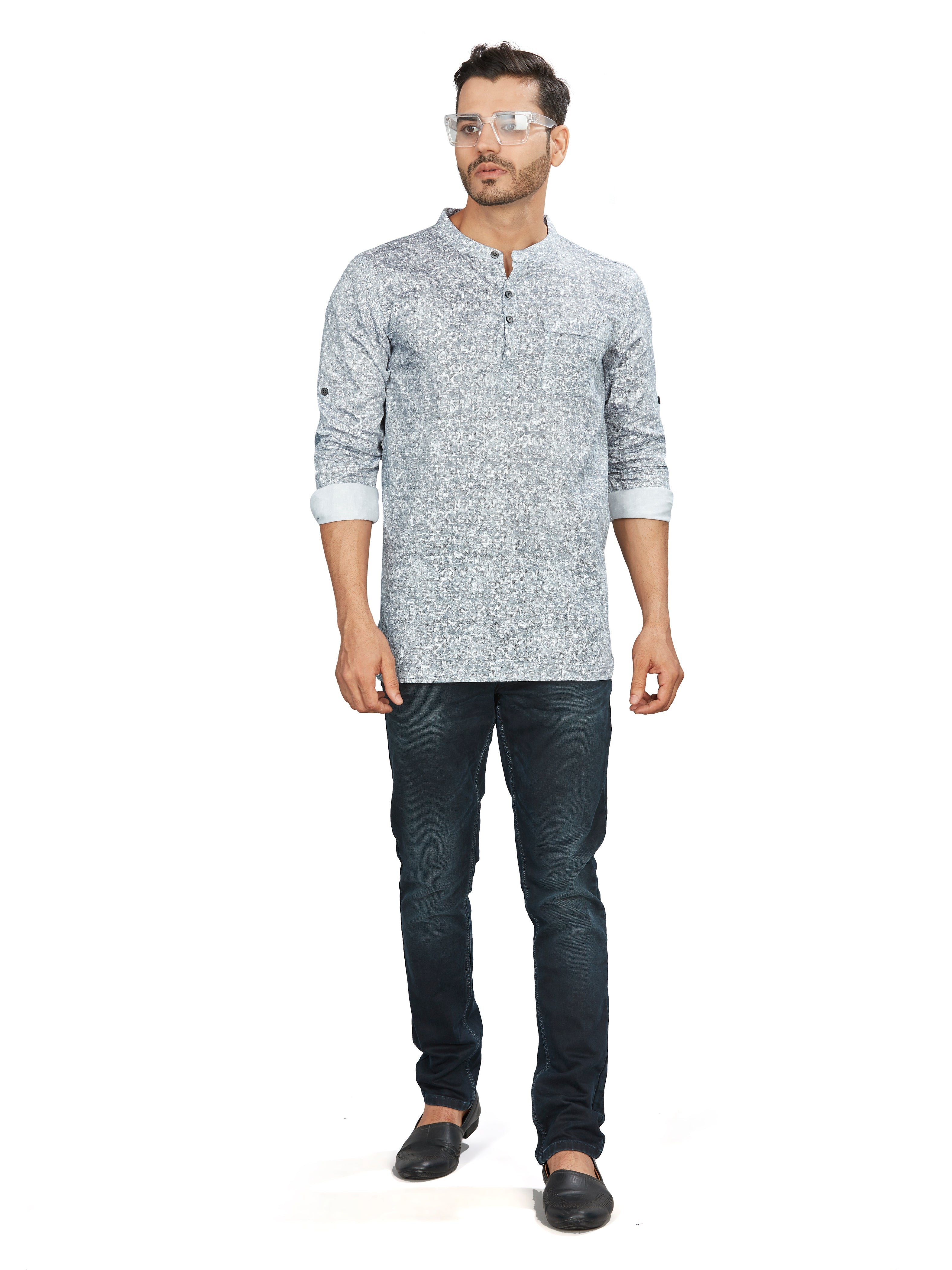 Cotton Short Kurta for Men - Multicolor | SKAVSPSWH3 | DesiQlo
