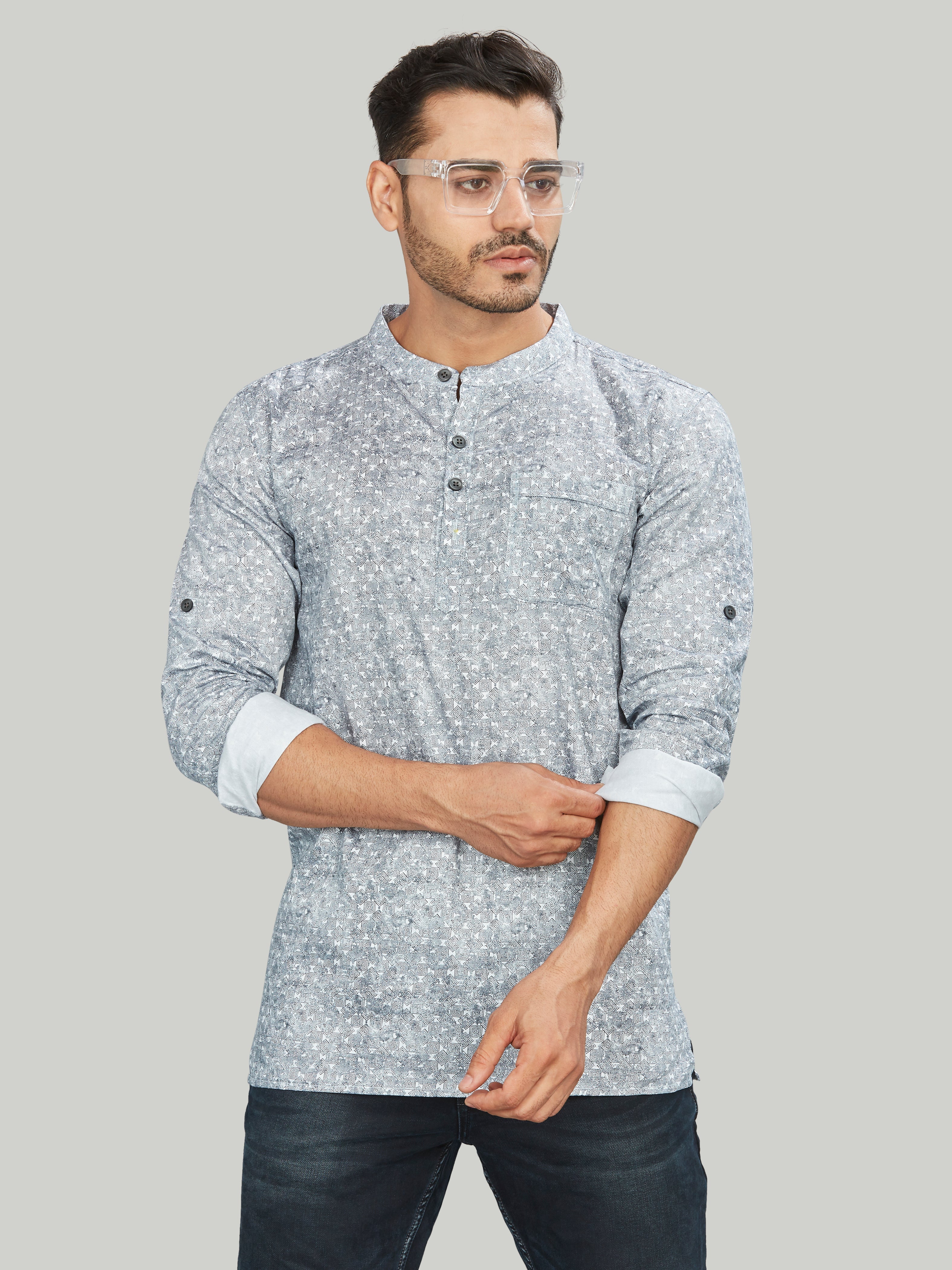 Cotton Short Kurta for Men - Multicolor | SKAVSPSWH3 | DesiQlo