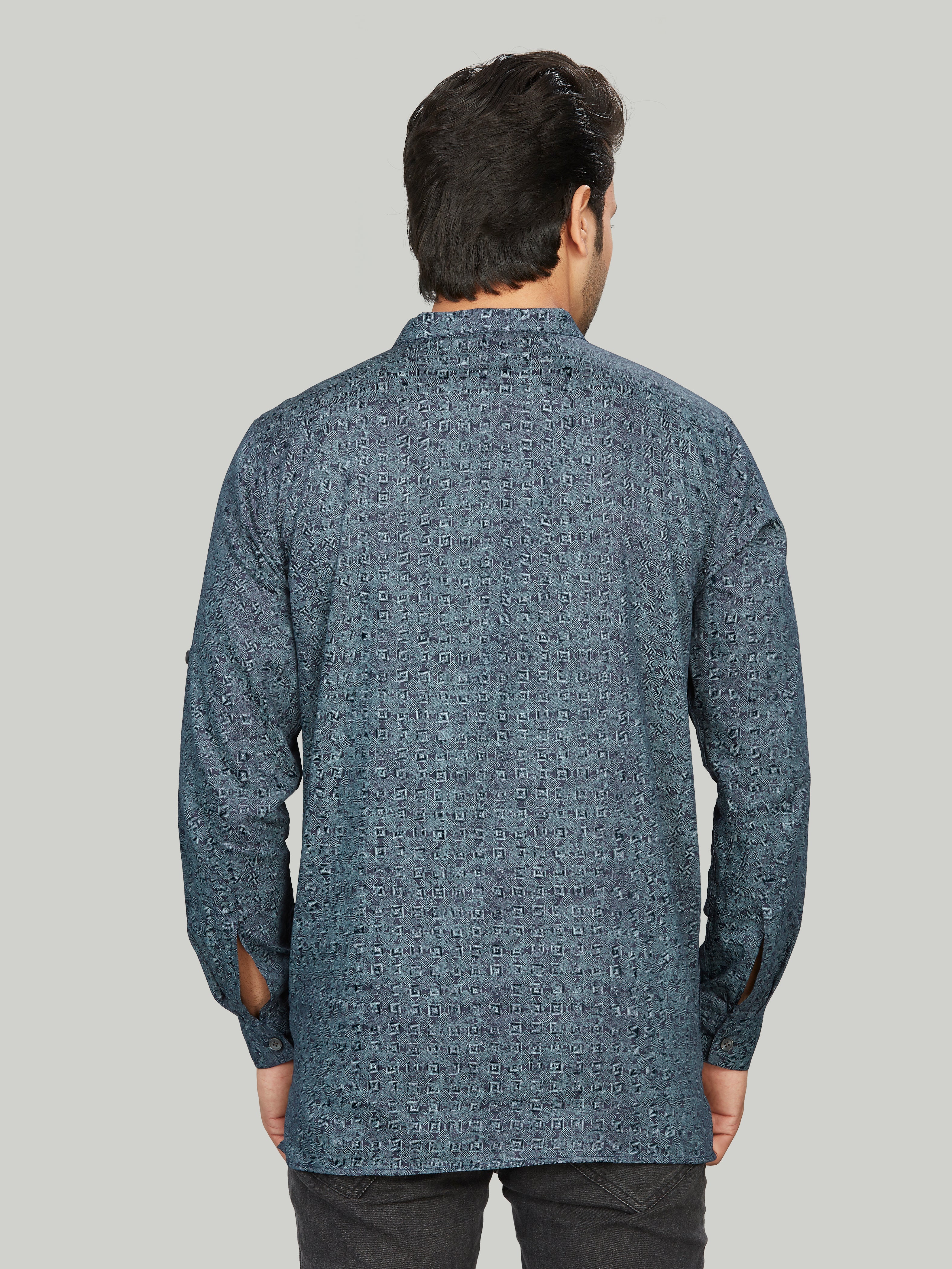 Cotton Short Kurta for Men - Multicolor | SKAVSPSBLU | DesiQlo