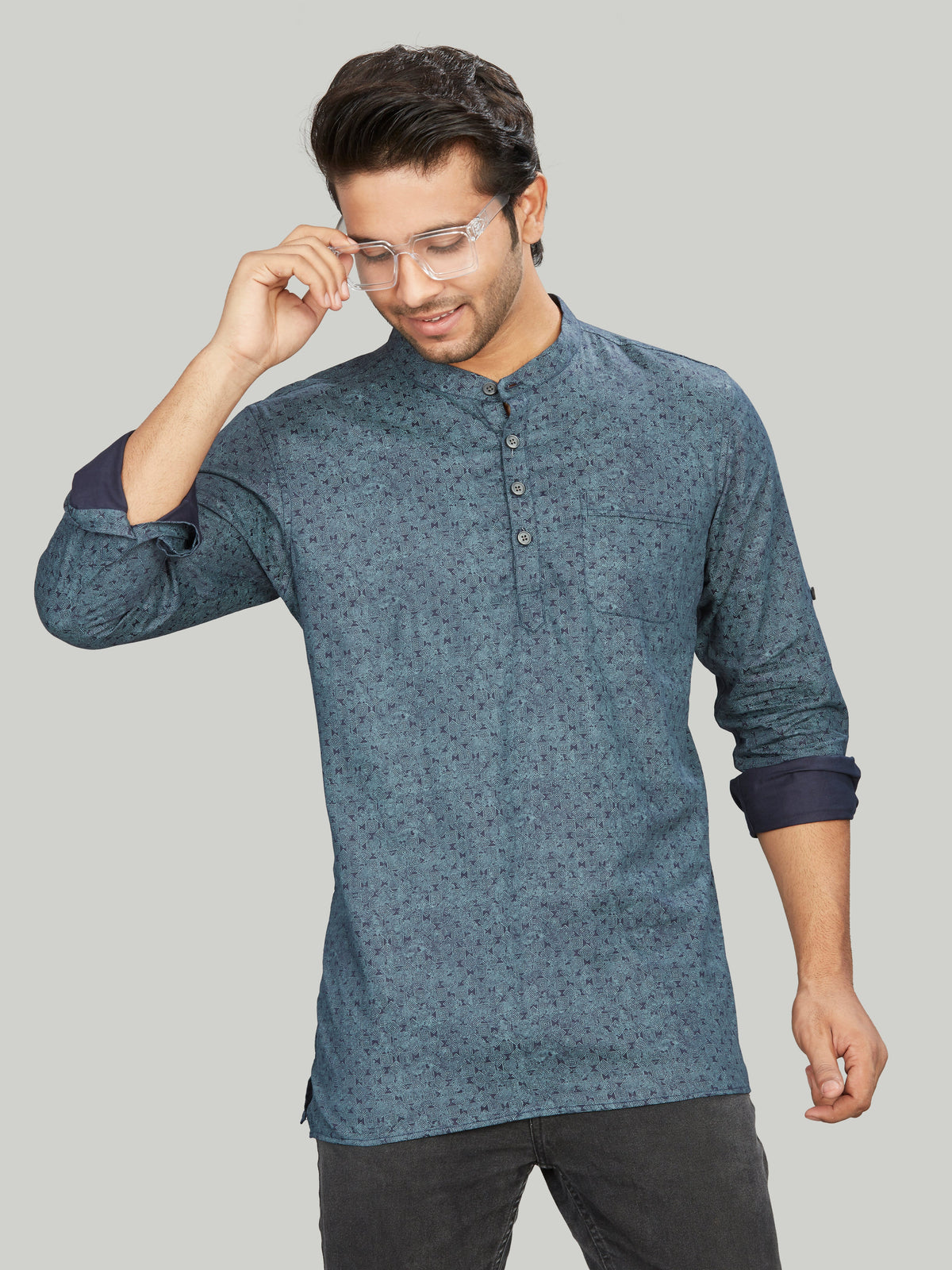 Cotton Short Kurta for Men - Multicolor | SKAVSPSBLU