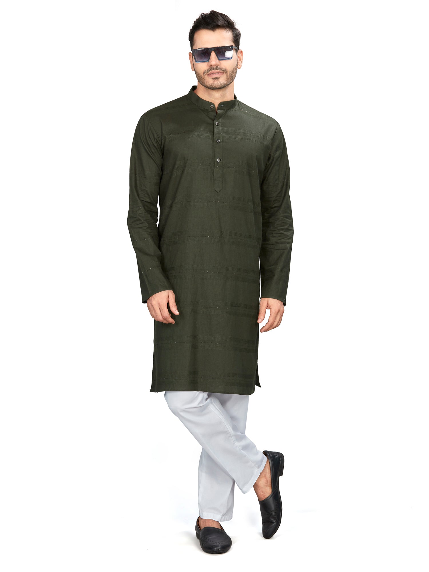 Cotton Kurta for Men - Green | KPRESQGR38 | DesiQlo