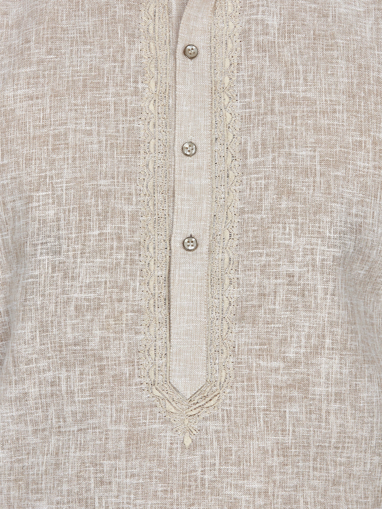 Linen Kurta for Men - Beige | KPLMPEMBE3 | DesiQlo