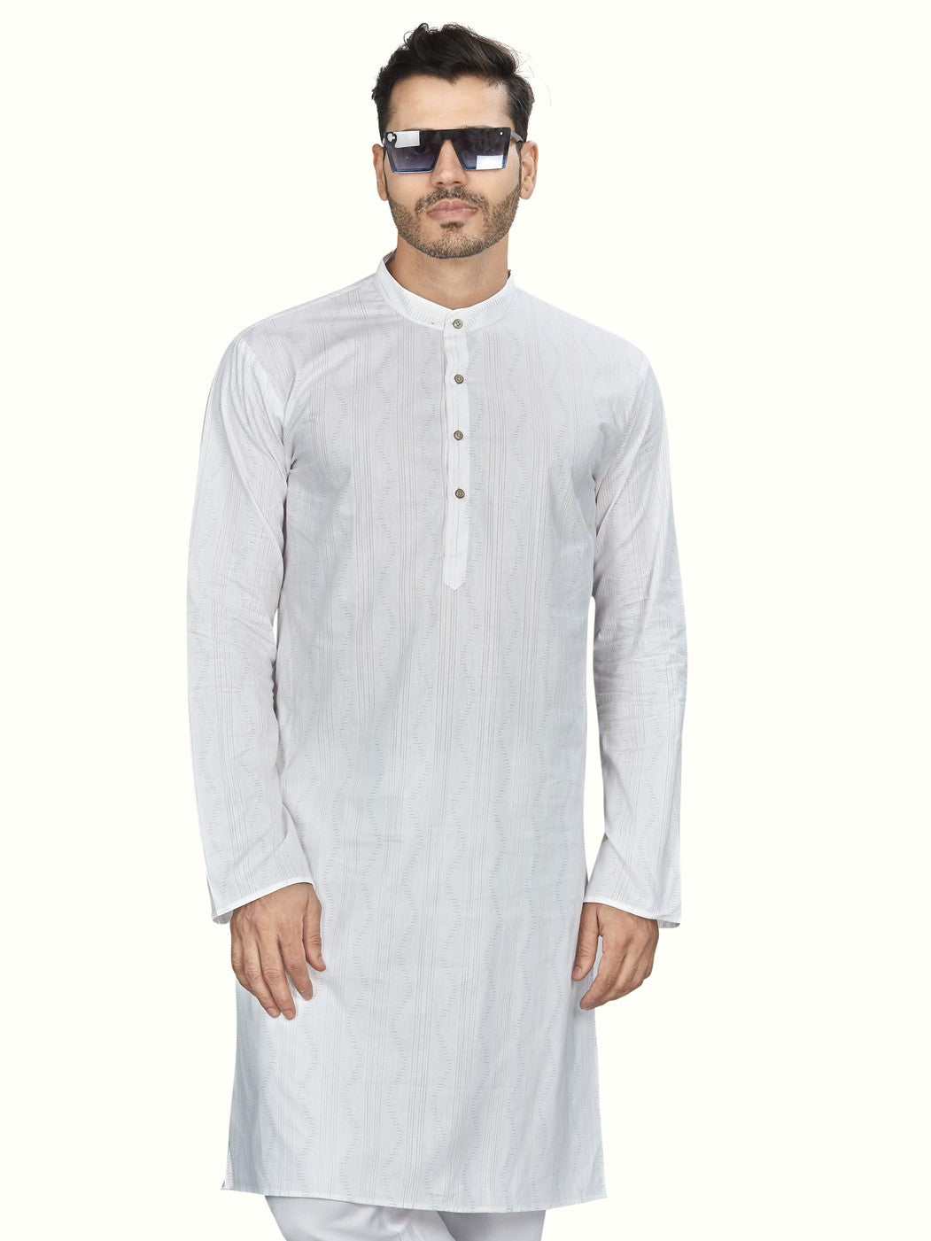 Cotton Kurta for Men - White | KPSSPTWBR3 | DesiQlo
