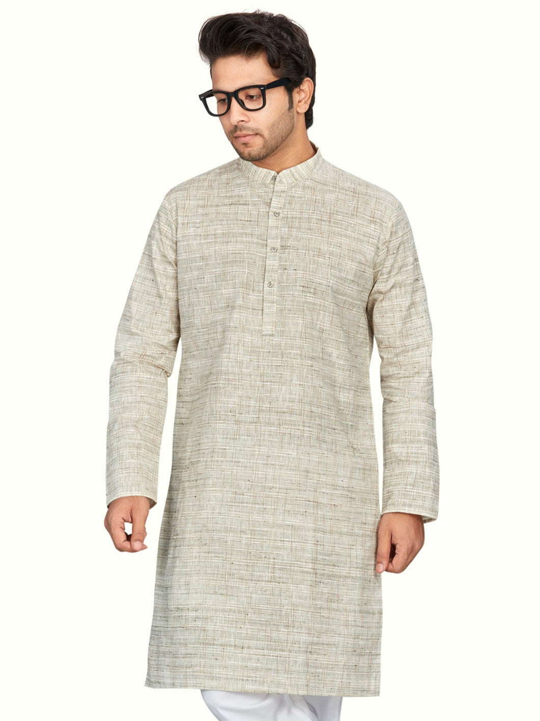Cotton Kurta for Men - Beige | KPNVSCOL38 | DesiQlo