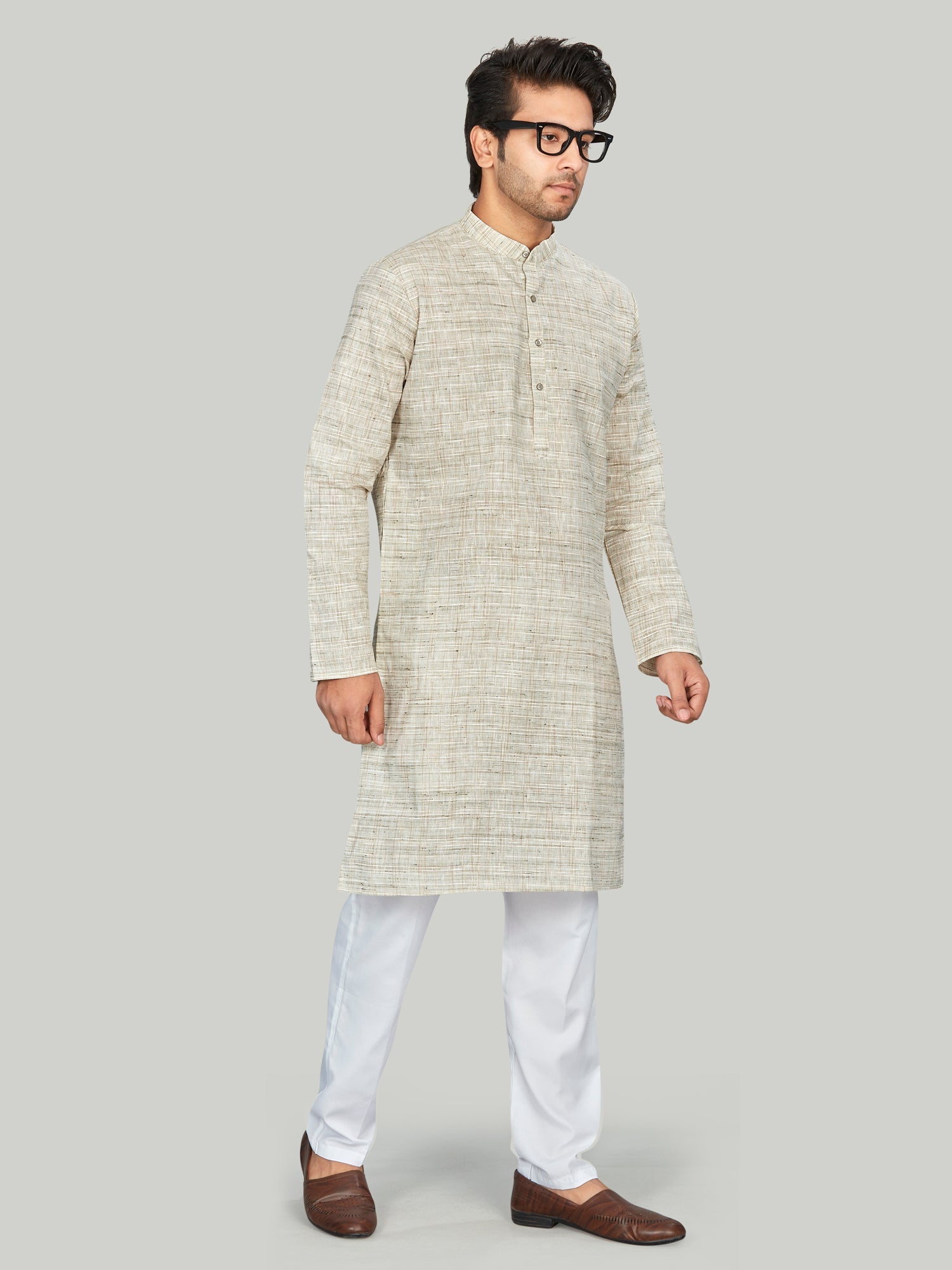 Cotton Kurta for Men - Beige | KPNVSCOL38 | DesiQlo