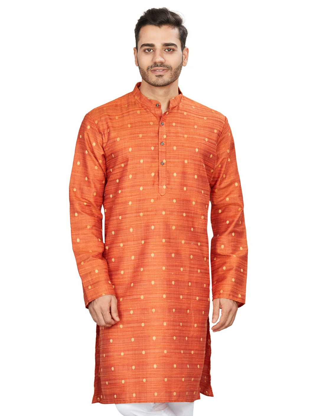 Cotton Kurta for Men - Orange | KPNVBUOR38 | DesiQlo