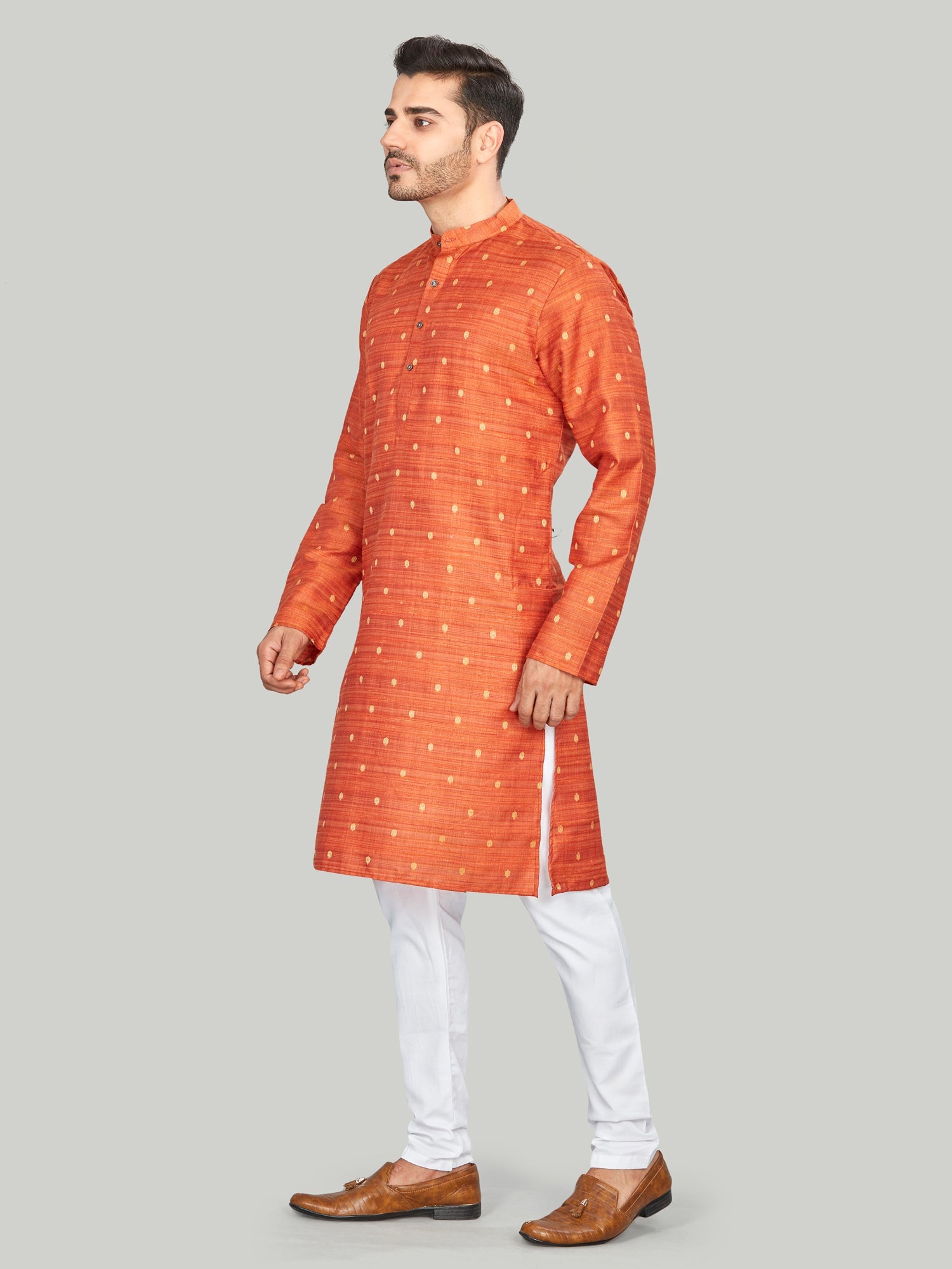 Cotton Kurta for Men - Orange | KPNVBUOR38 | DesiQlo