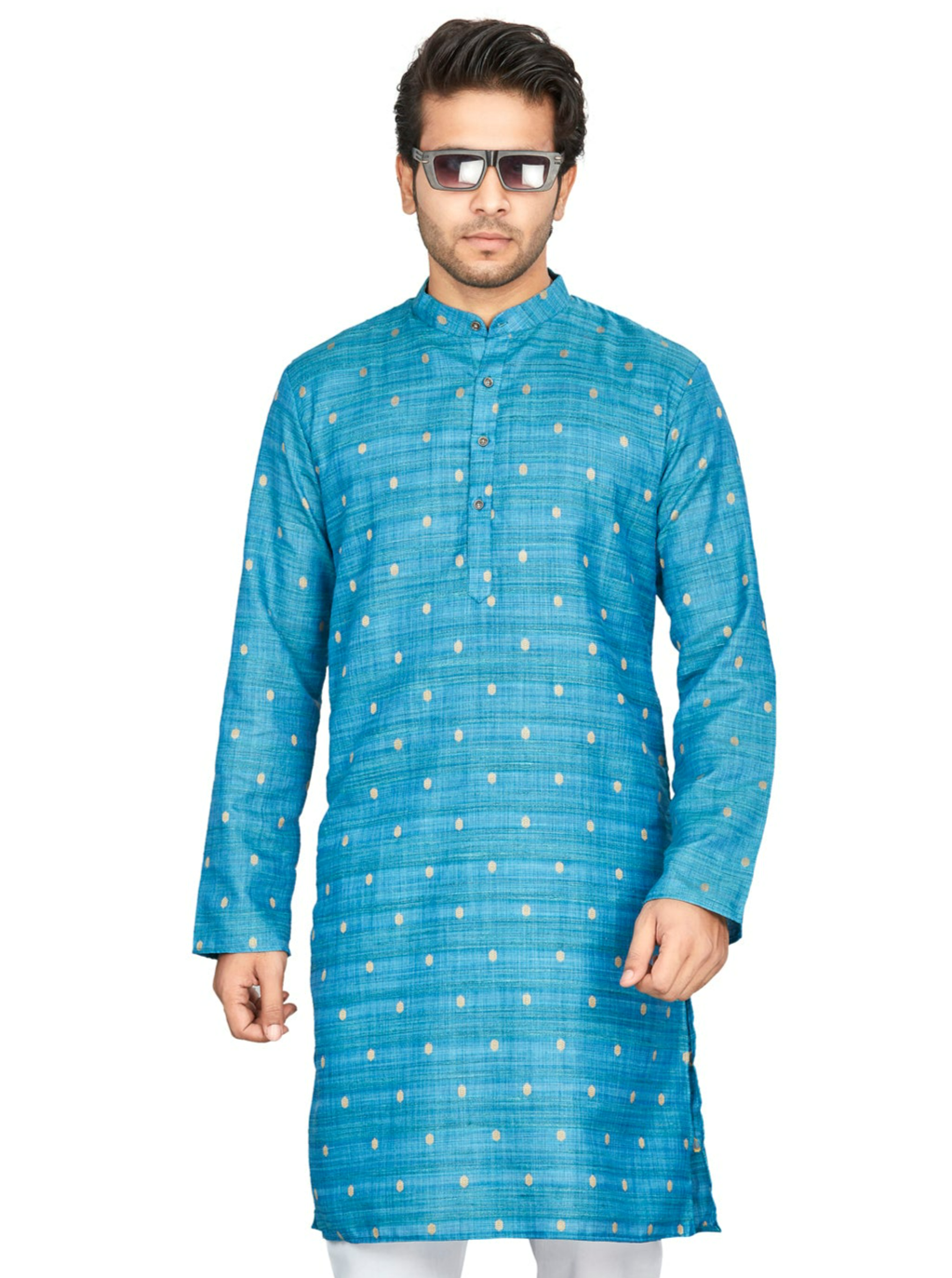 Cotton Kurta for Men - Blue | KPNVBUBLU3 | DesiQlo