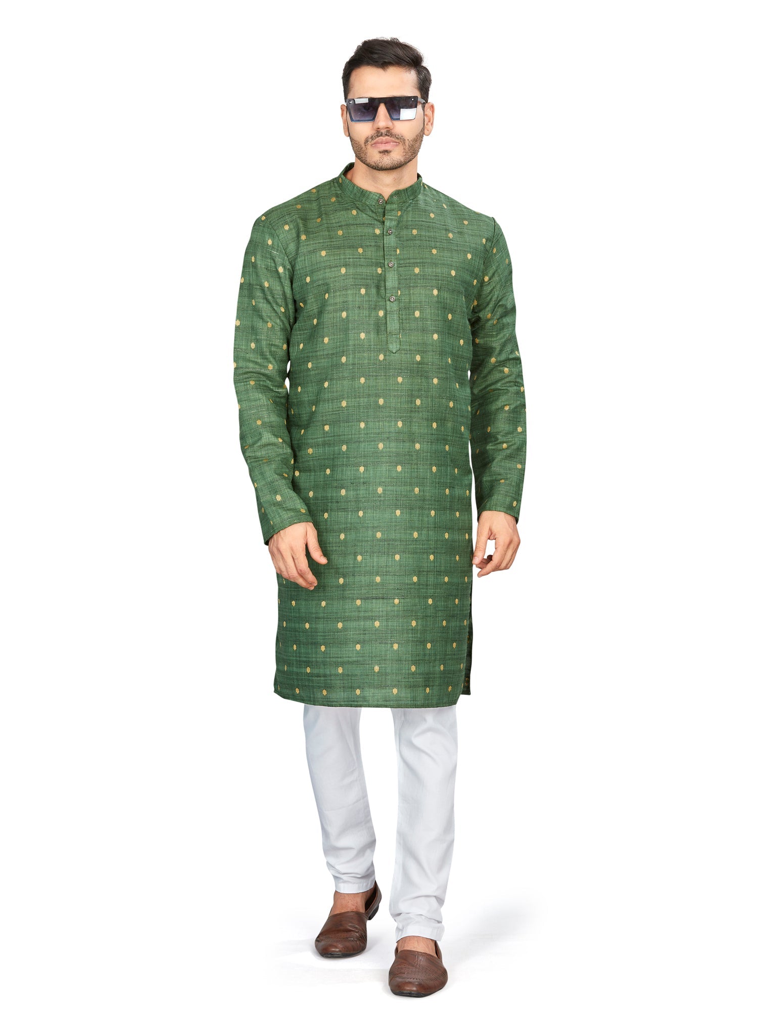 Cotton Kurta for Men - Green | KPNVBUGRN3 | DesiQlo