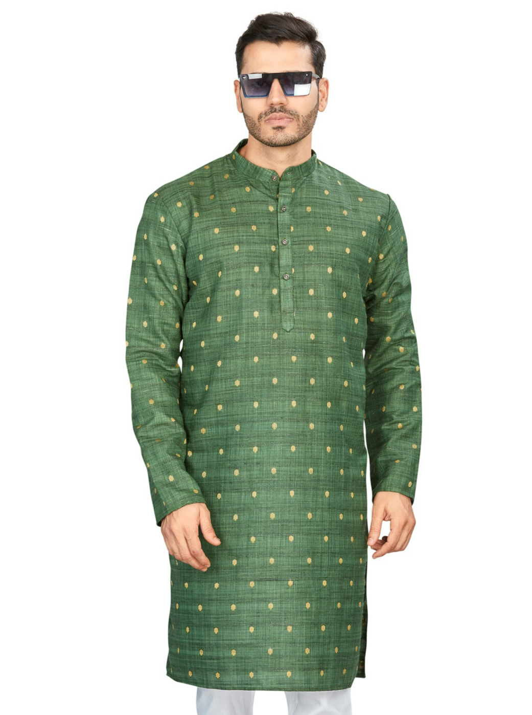 Cotton Kurta for Men - Green | KPNVBUGRN3 | DesiQlo