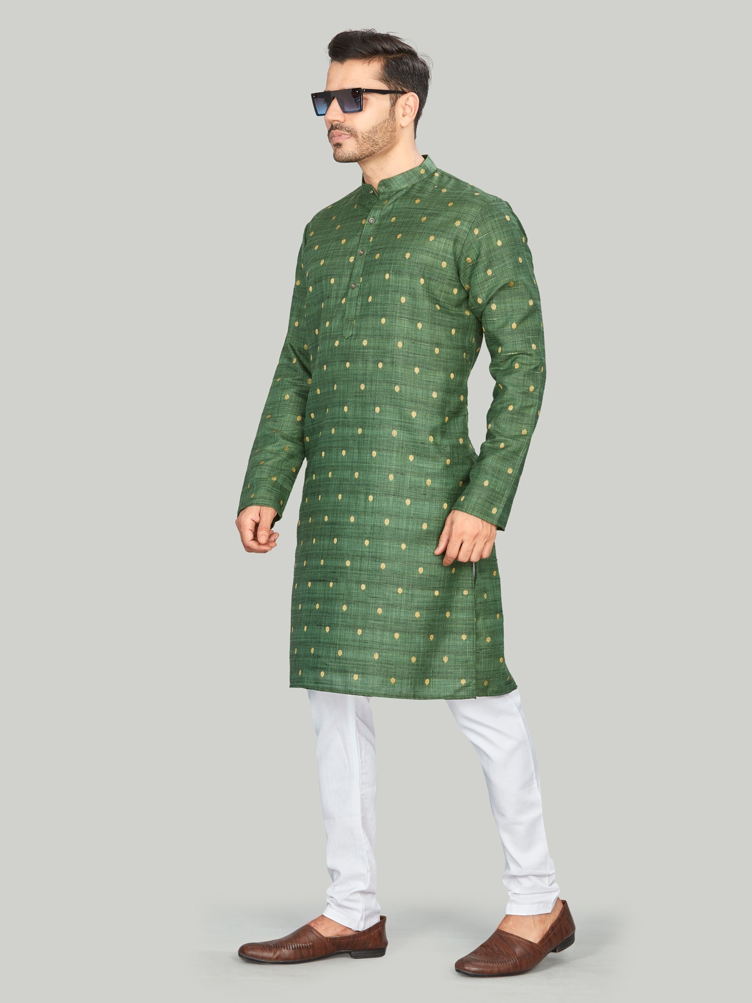Cotton Kurta for Men - Green | KPNVBUGRN3 | DesiQlo