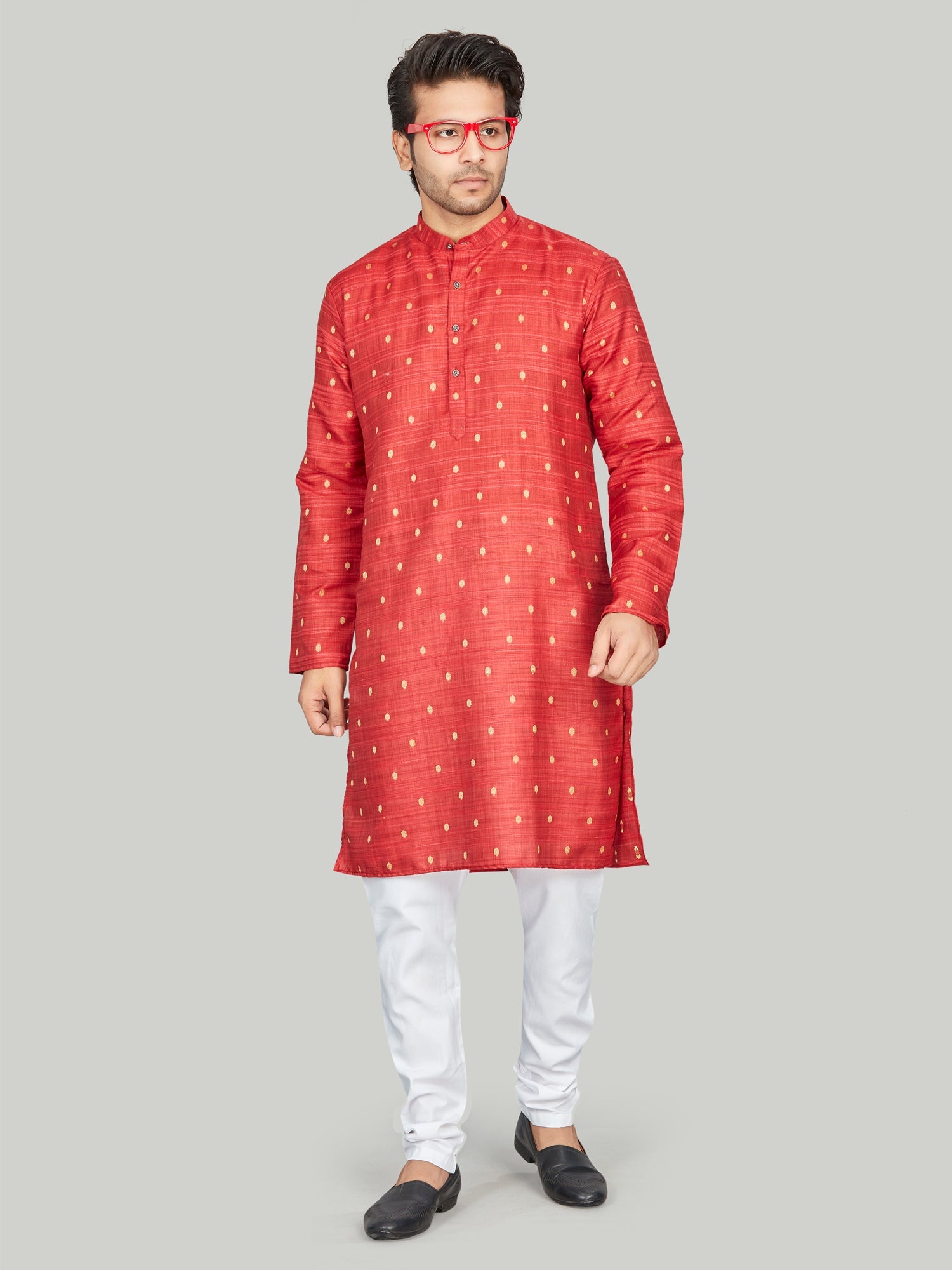 Cotton Kurta for Men - Red | KPNVBUMAR3 | DesiQlo