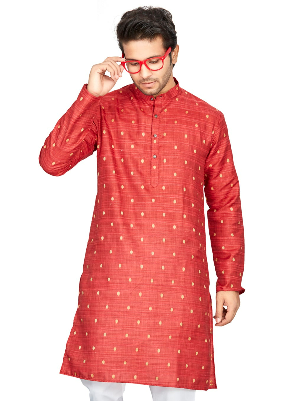 Cotton Kurta for Men - Red | KPNVBUMAR3 | DesiQlo
