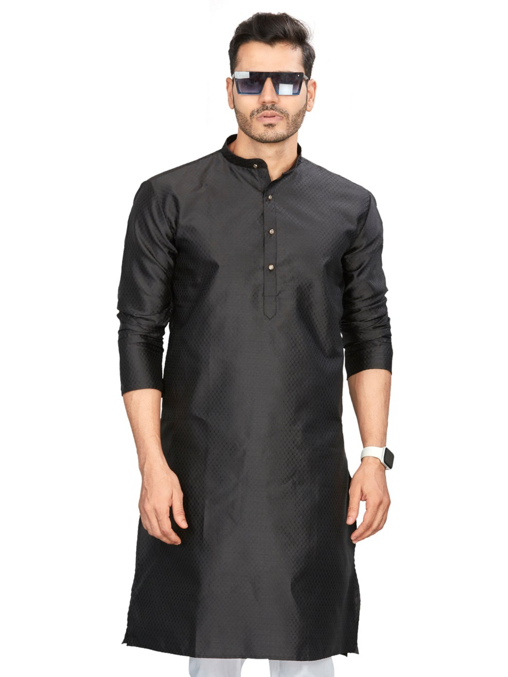 Silk Kurta for Men - Black | KPAVSCIRBL | DesiQlo