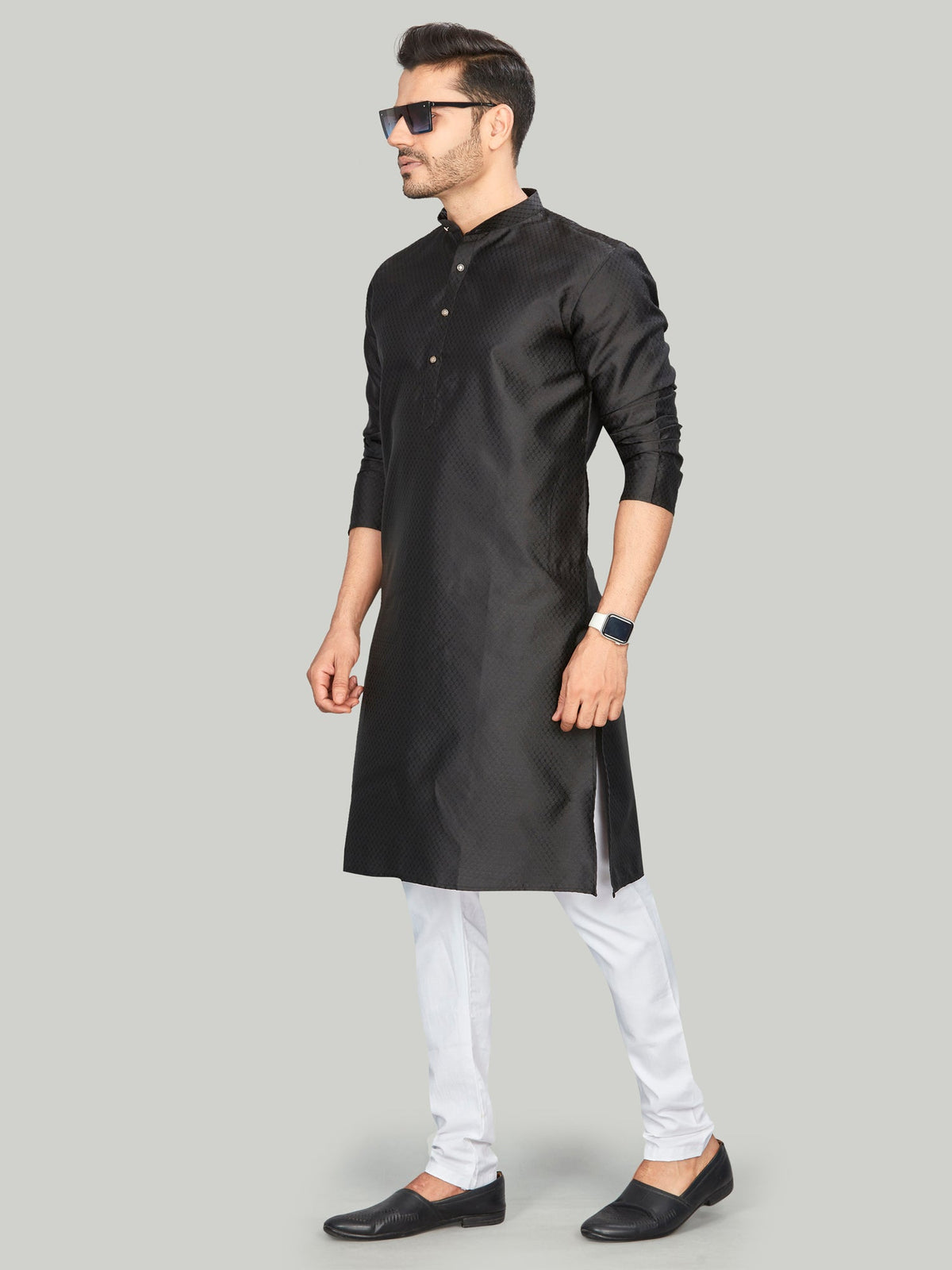 Silk Kurta for Men - Black | KPAVSCIRBL