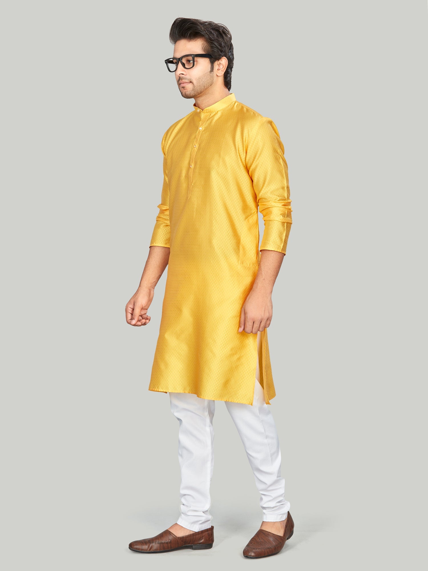 Silk Kurta for Men - Yellow | KPAVSCIRYL | DesiQlo