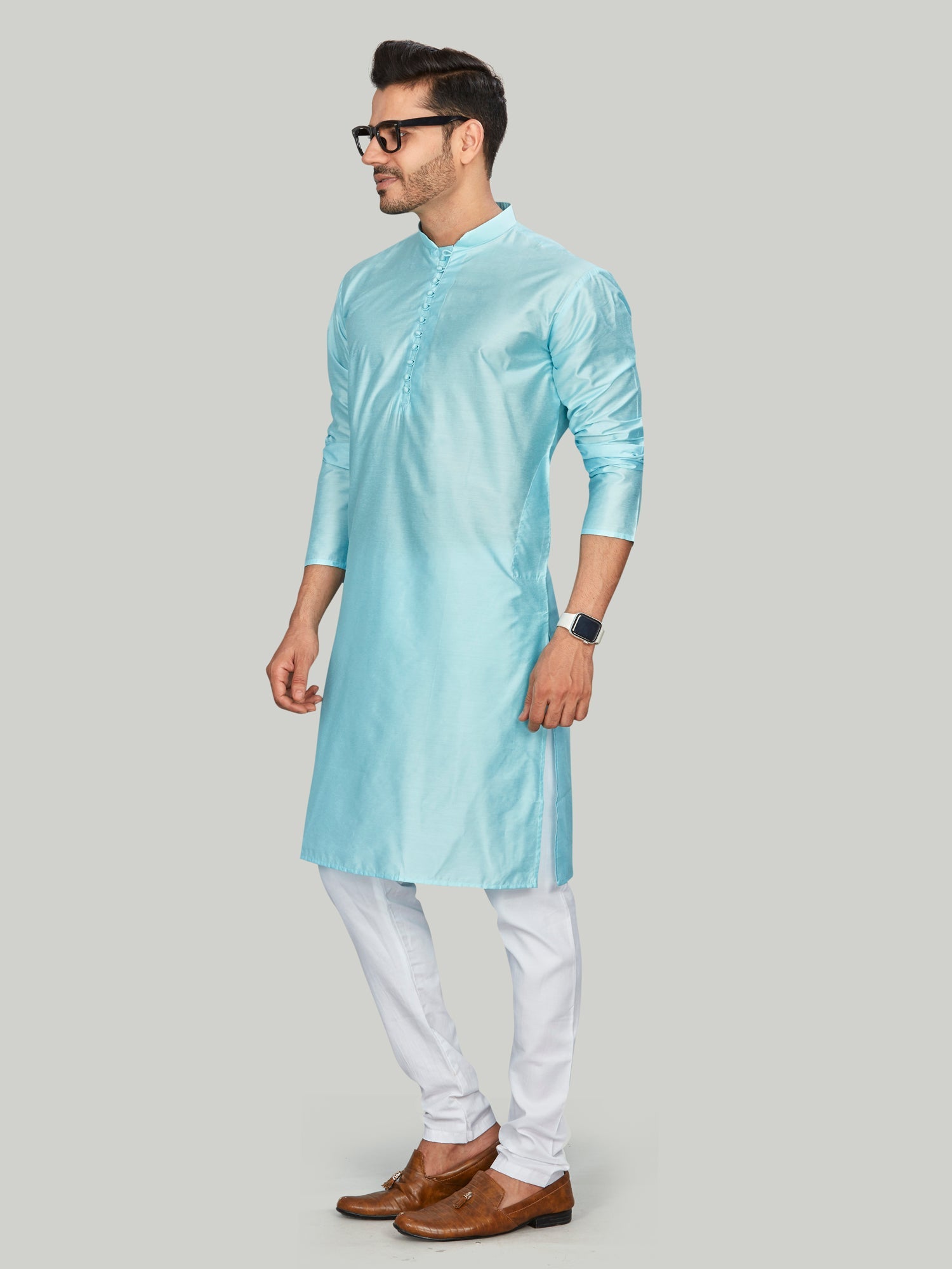 Cotton Kurta for Men - Blue | KPAVLPBLU3 | DesiQlo