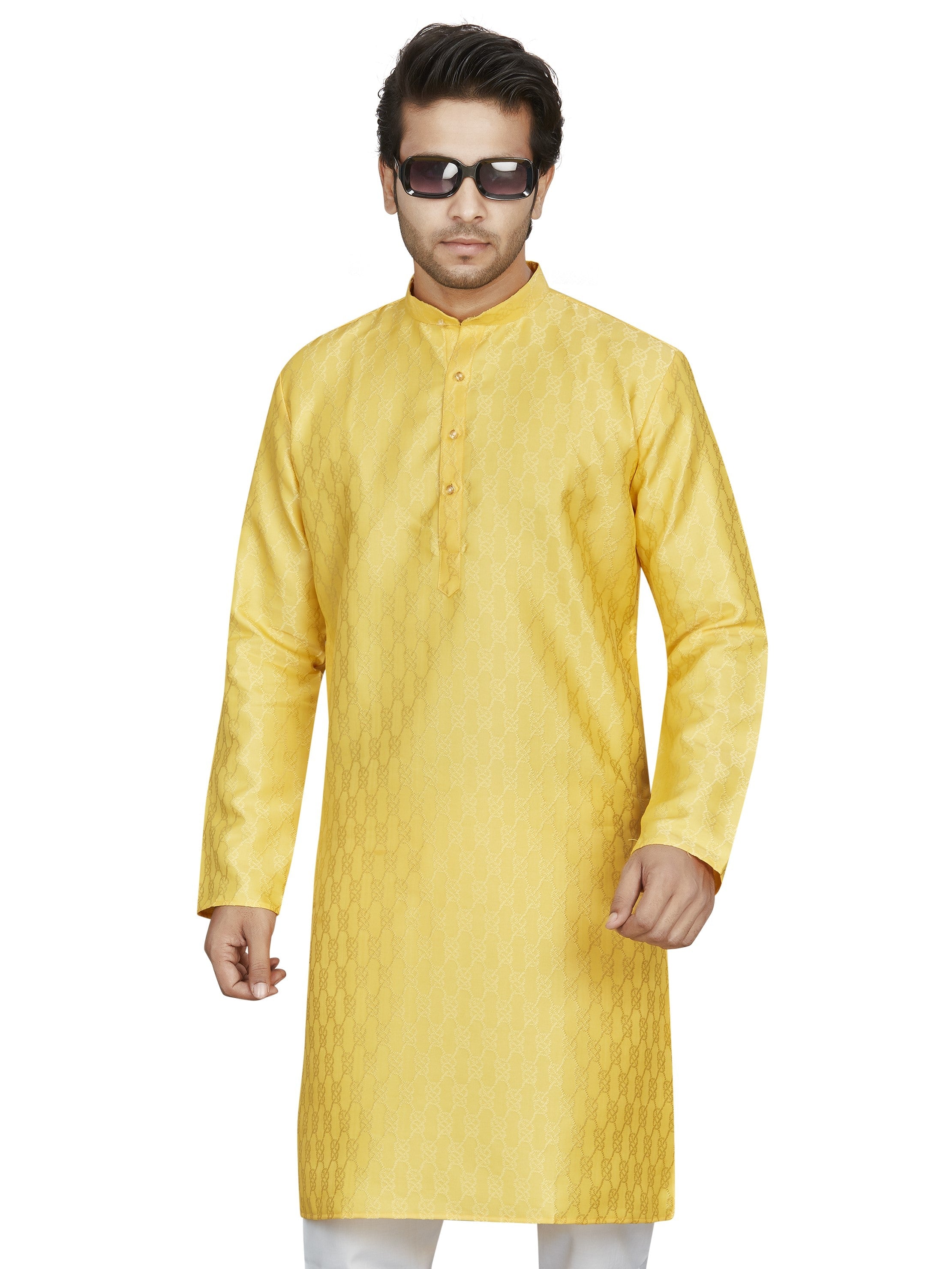 Cotton Kurta for Men - Yellow | KPAVJQYB38 | DesiQlo