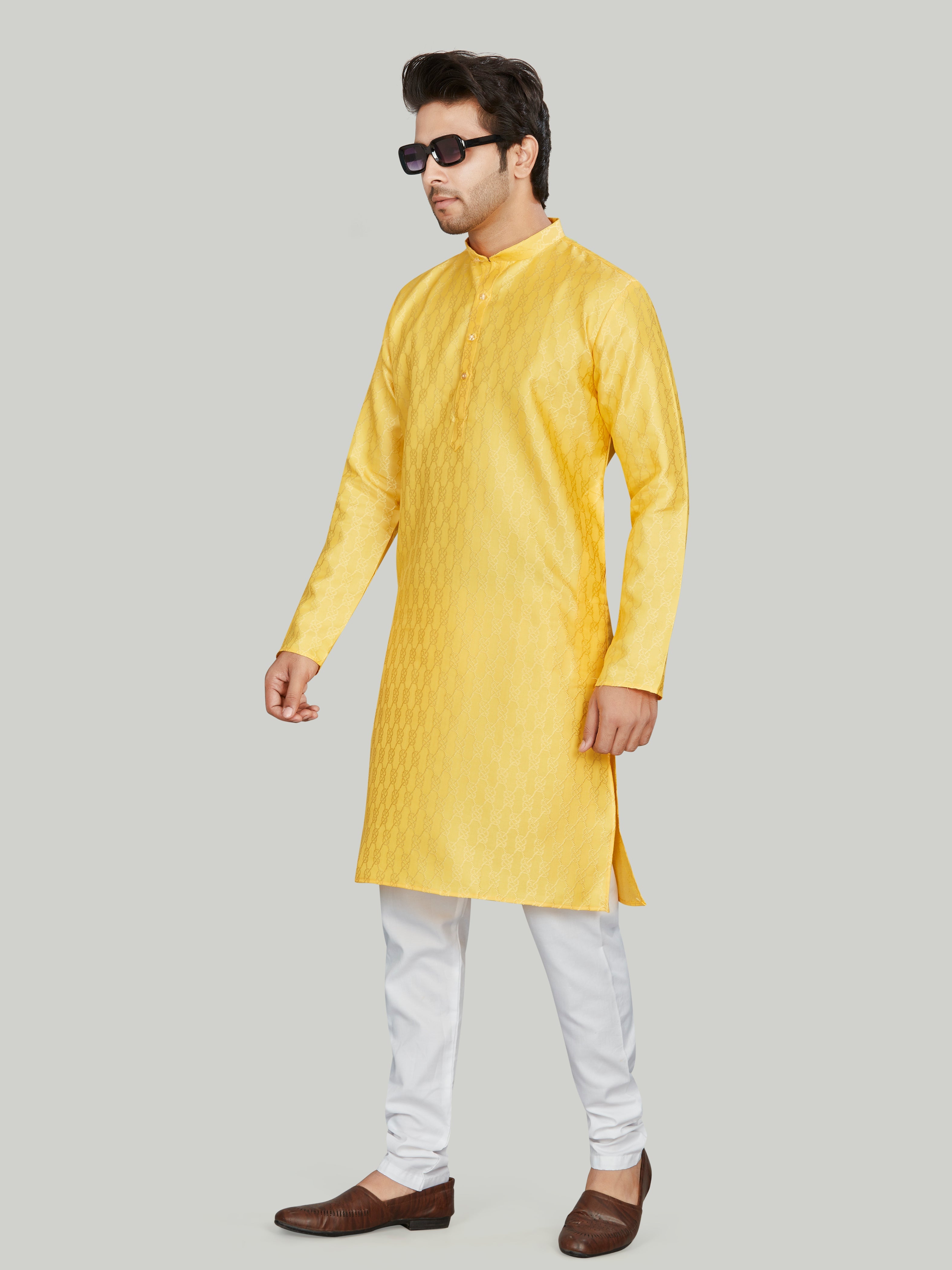 Cotton Kurta for Men - Yellow | KPAVJQYB38 | DesiQlo