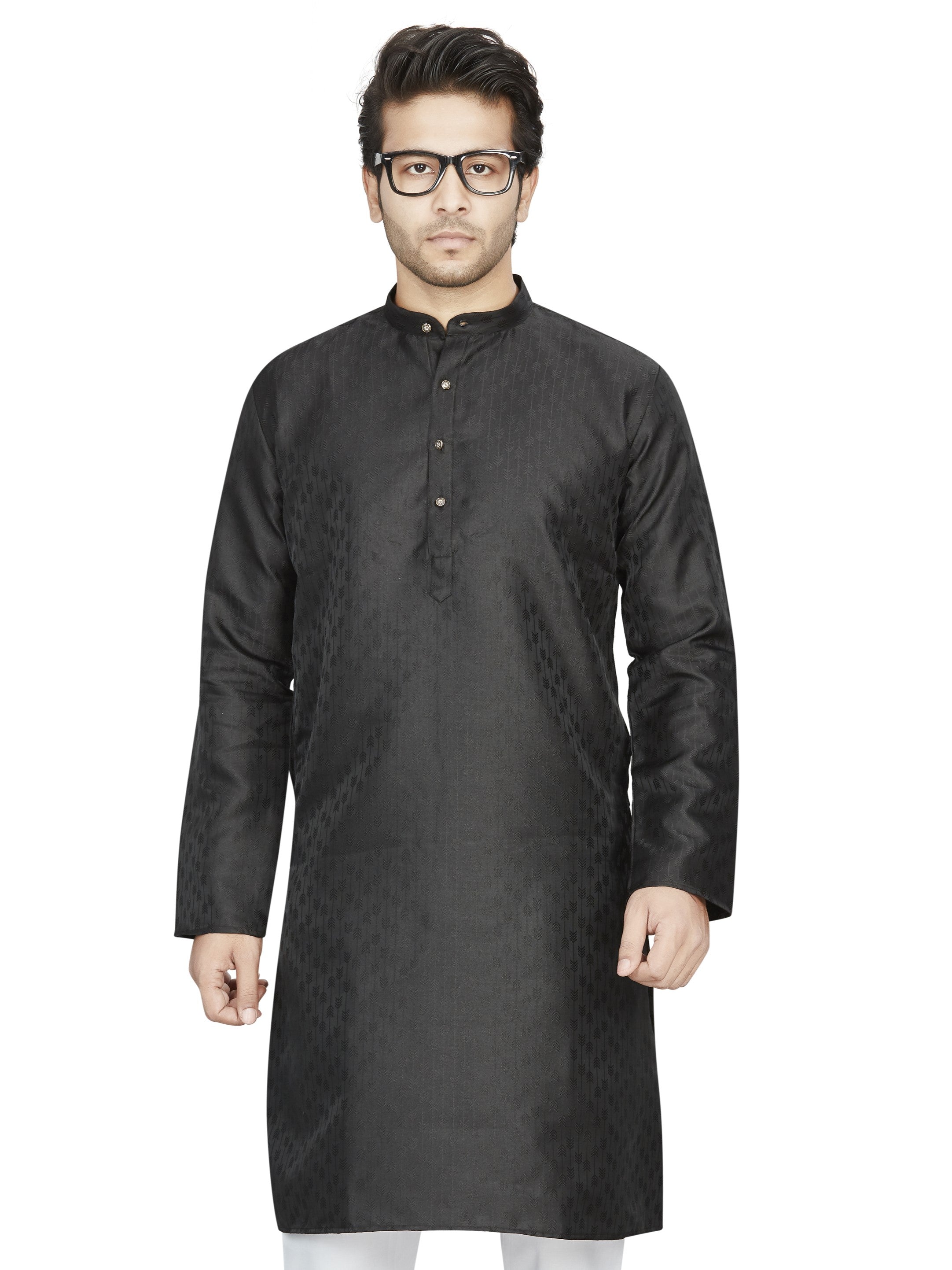 Cotton Kurta for Men - Black | KPAVJQBLK3 | DesiQlo