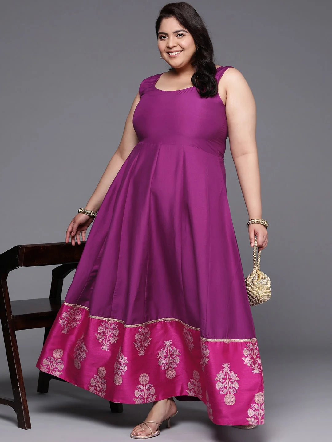 Plus Size Printed Fit & Flare Maxi Indian Dress | Shop Online