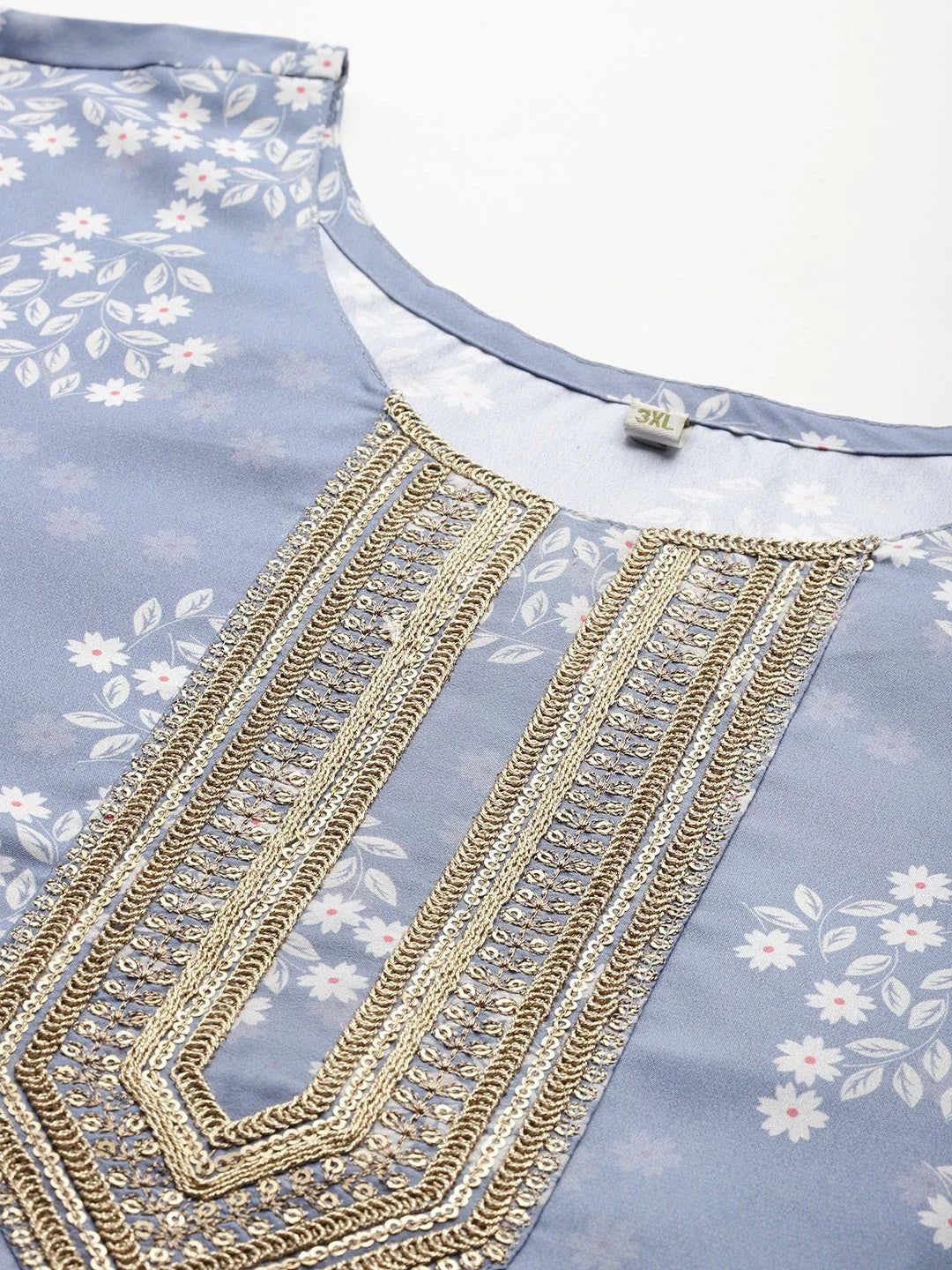 Floral Sequinned Crepe Indian Kurtis - Plus Size Kurta