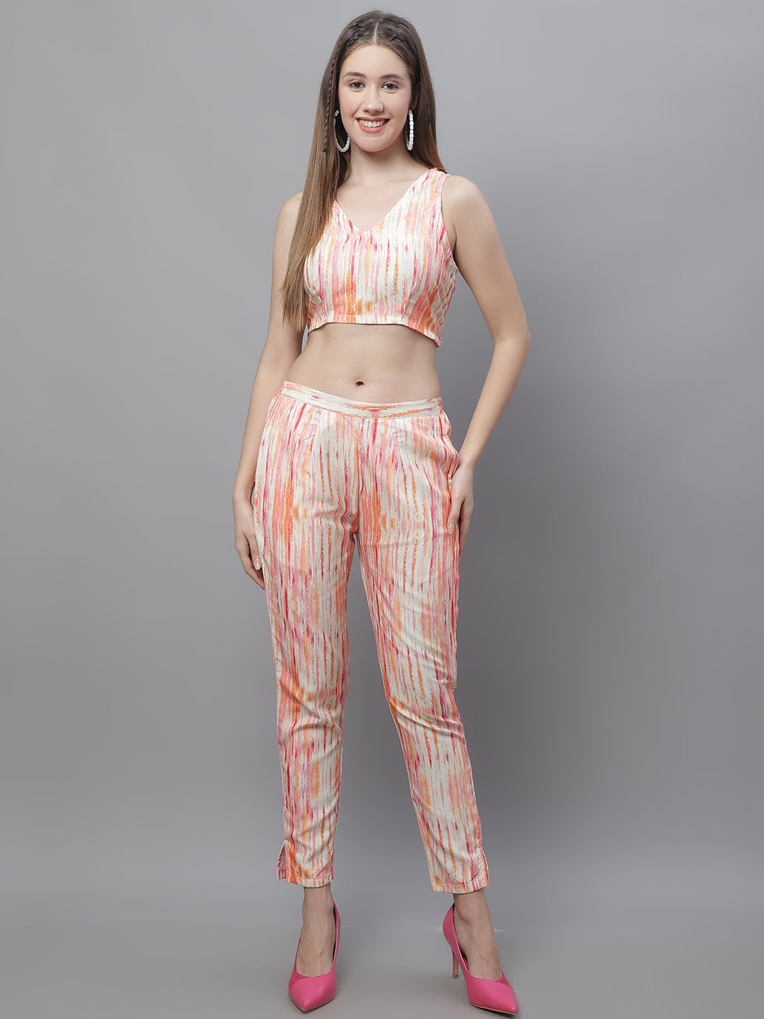 DesiQlo Women Printed Women Co-ords set - Orange