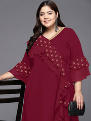 Women Printed Flared Sleeves A line Kurta-AP-AHKUCRFP-1130