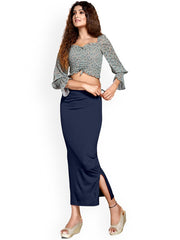 Women's Navy Blue Lycra High Rise Saree Shapewear-10-PL-NAVY BLUE
