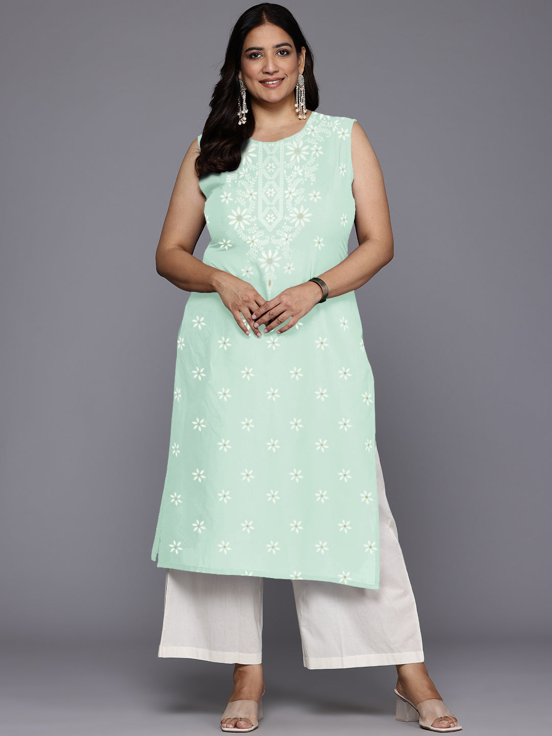 Geometric Print Georgette Indian Kurta for Women | Modern Style