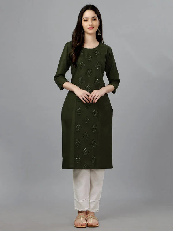Green Embroidered Kurti: Stylish Indian Kurtis for Women
