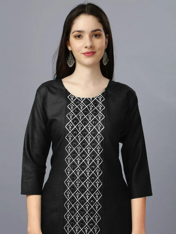 Black Embroidered Kurti | Cotton Indian Kurta Ladies Online