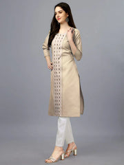 Brown Straight Embroidered Kurti-1006