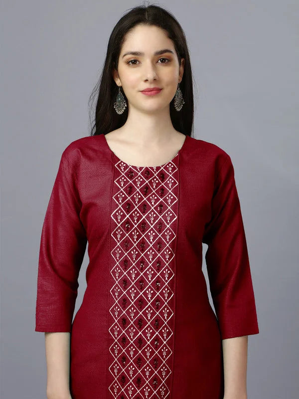 Maroon Embroidered Kurti: Shop Indian Kurtis for Ladies Online