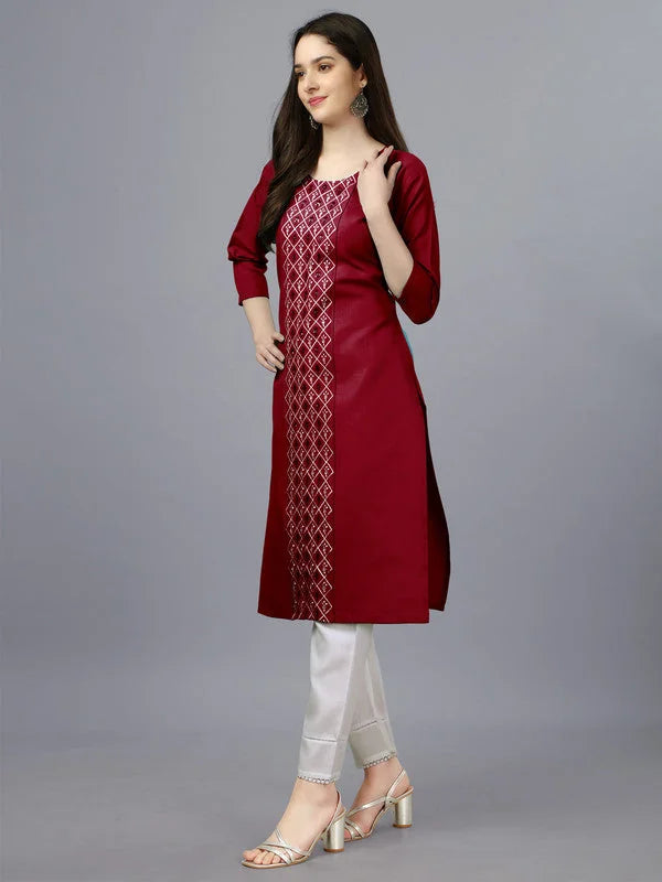 Maroon Embroidered Kurti: Shop Indian Kurtis for Ladies Online
