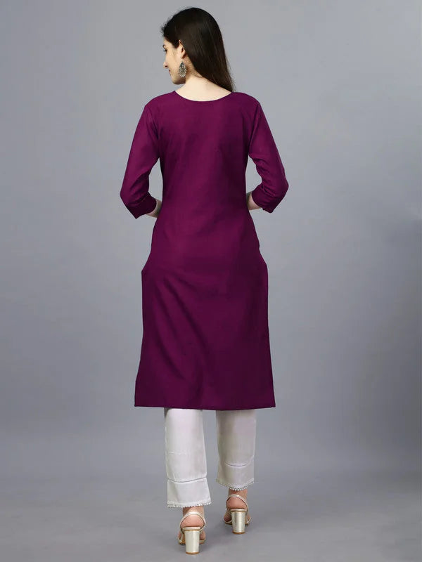 Purple Embroidered Kurtis - Elegant Indian Kurta for Women