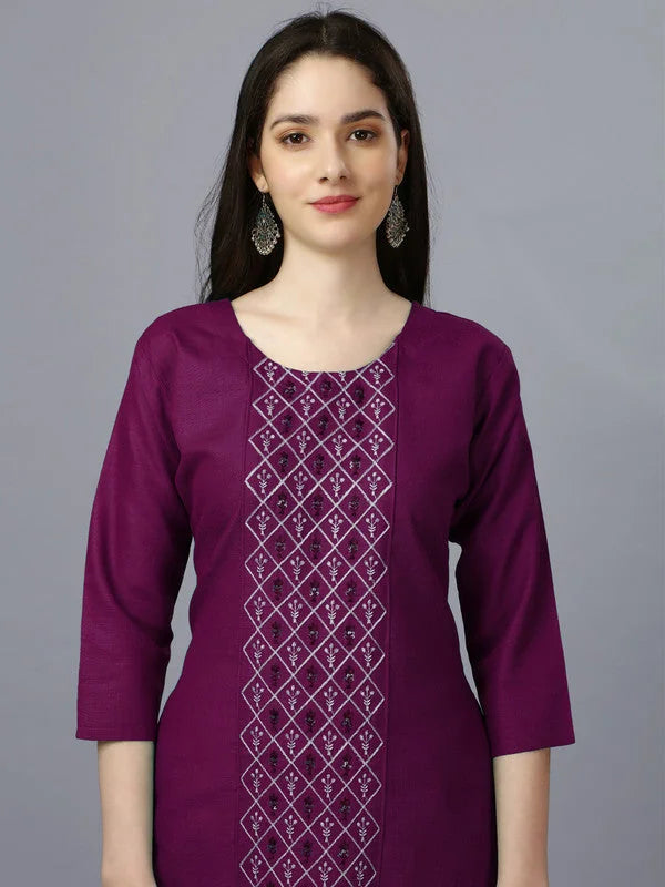 Purple Embroidered Kurtis - Elegant Indian Kurta for Women