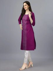Purple Straight Embroidered Kurti-1006