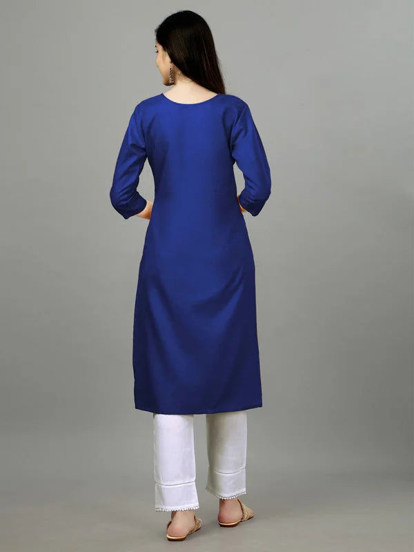 Royal Blue Indian Kurta - Embroidered Kurti for Ladies