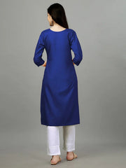 Royal Blue Straight Embroidered Kurti-1007