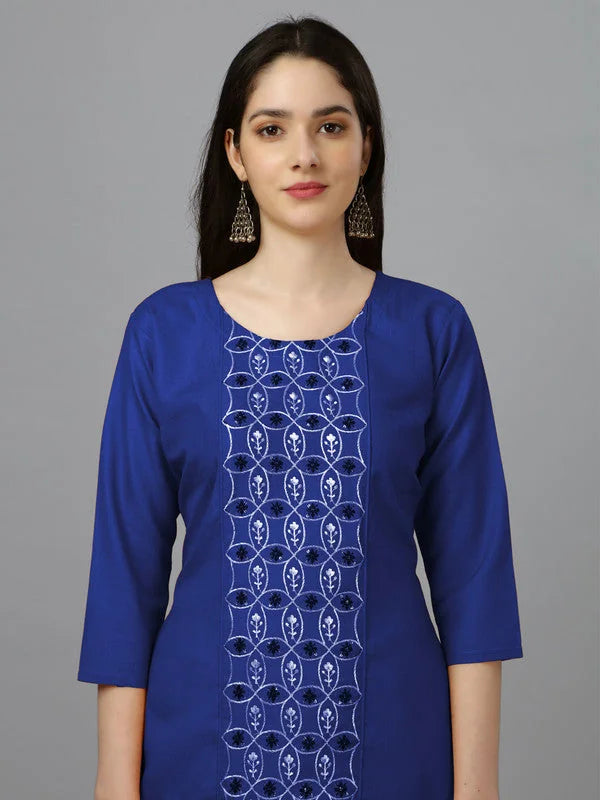 Royal Blue Indian Kurta - Embroidered Kurti for Ladies
