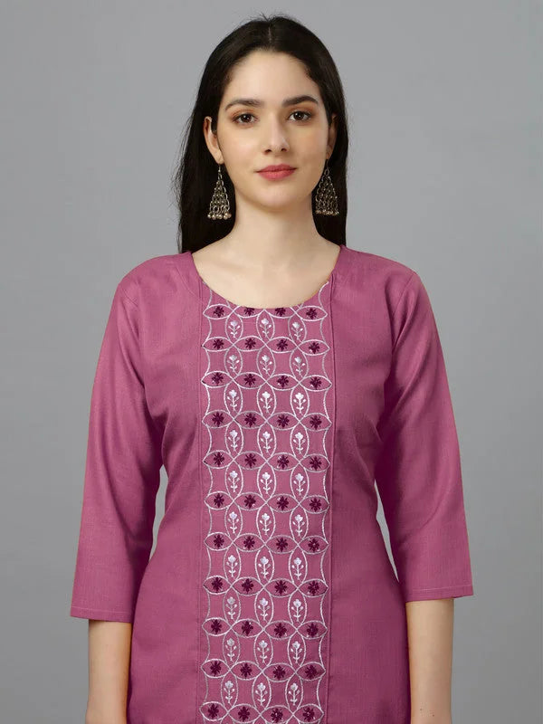 Wine Embroidered Kurti | Cotton Indian Kurta for Women