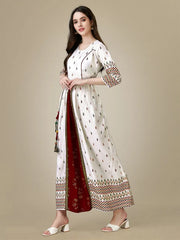 Rayon White Anarkali Kurta-1008