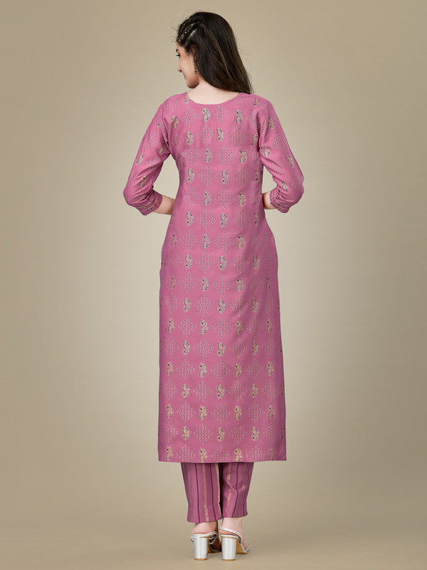 Purple Embroidered Women's Kurta Pant Set | Designer Kurta Sets