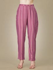 Purple Embroidered Women Kurta Pant Set-Wine1010