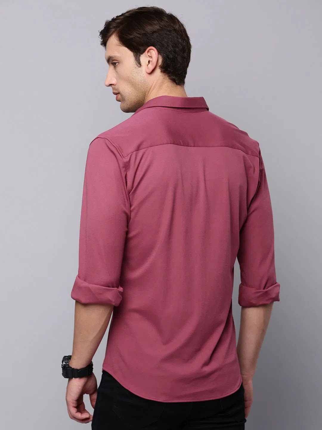 Mauve Solid Mens Shirt - Casual Cotton Polo Shirts | DesiQlo