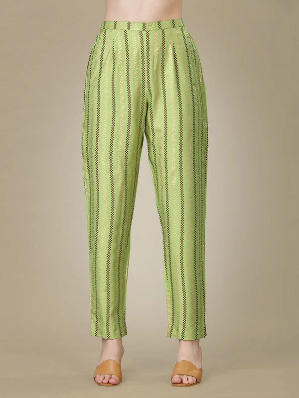 Green Embroidered Rayon Women's Kurta Pant Set | Indian Sets